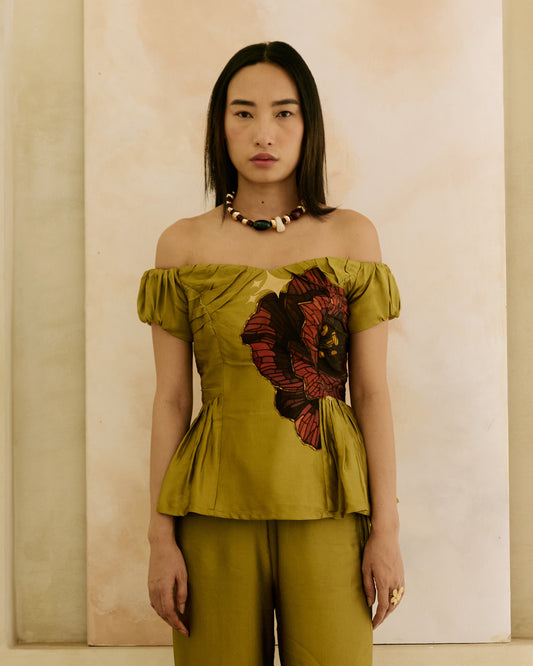 Sage Peplum Top