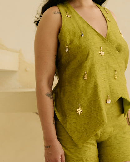 Green Charm Top & Shorts Co-Ord Set