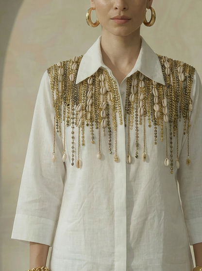 Keya White Embroidered Shirt