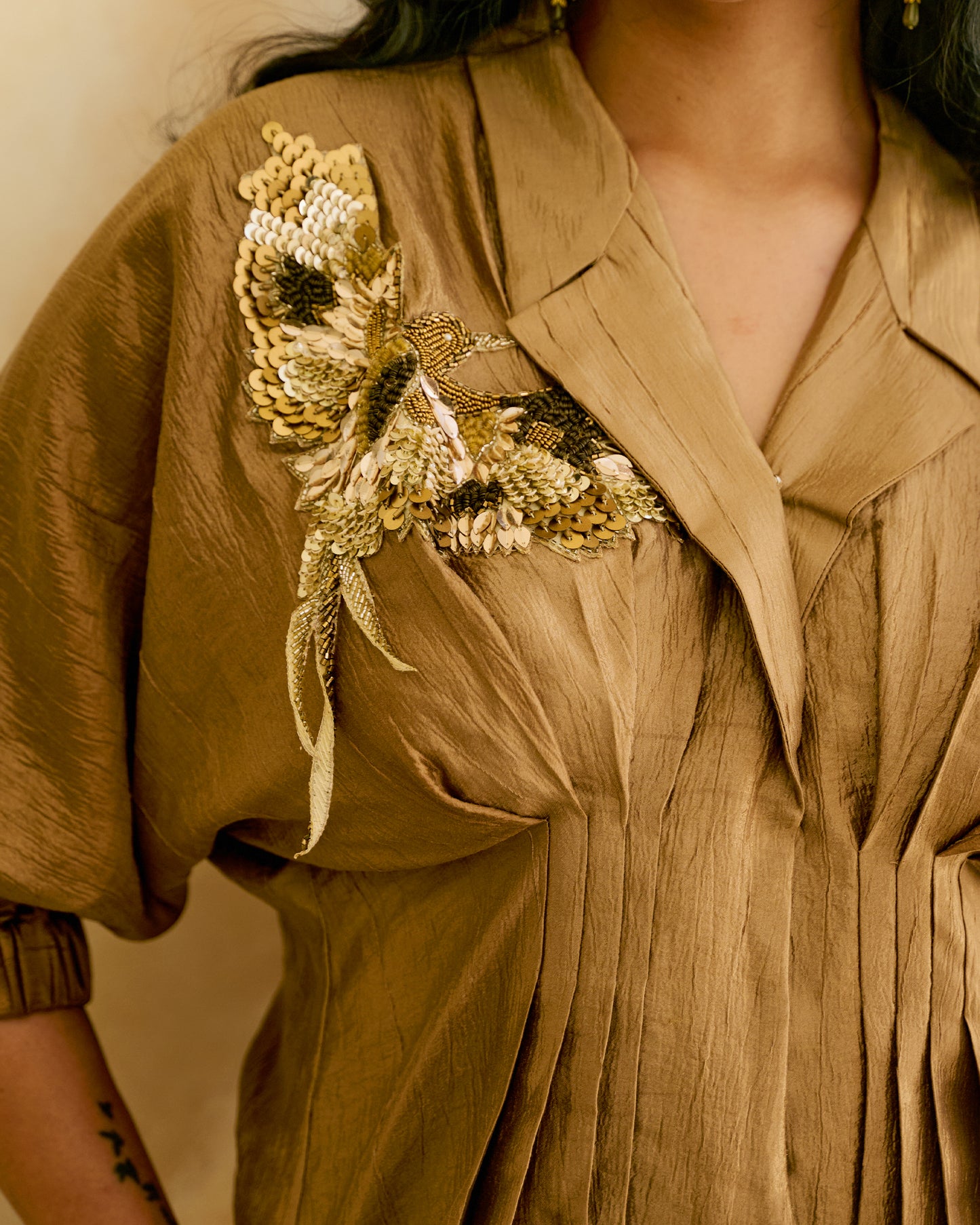 Seher Gold Embroided Top