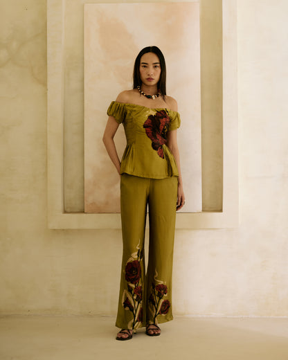 Sage Peplum Top