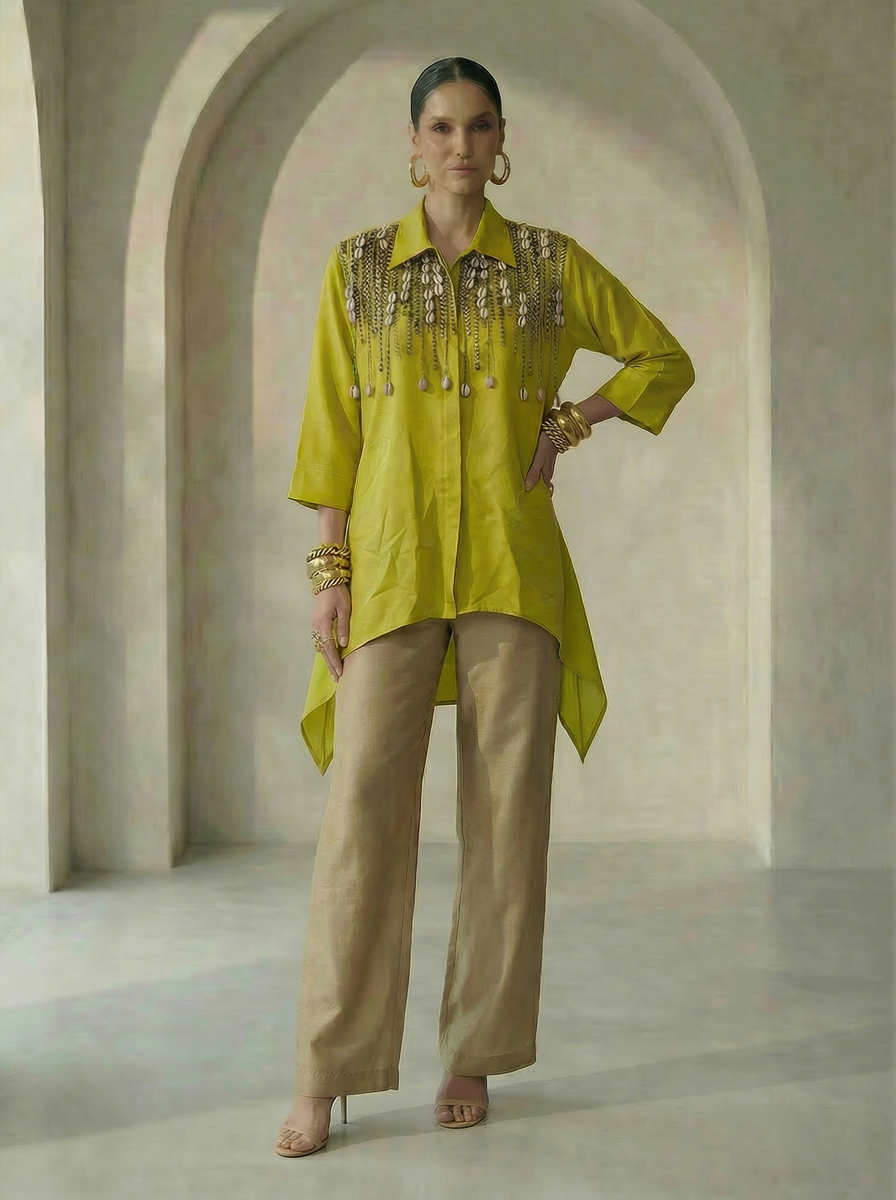 Keya Lime Embroidered Shirt