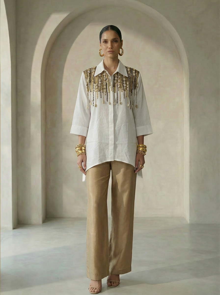 Keya White Embroidered Shirt