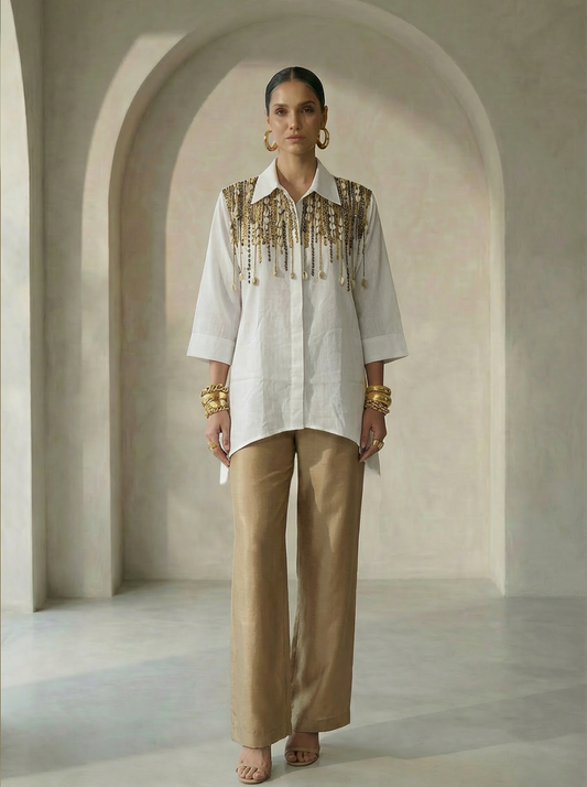 Keya White Embroidered Shirt