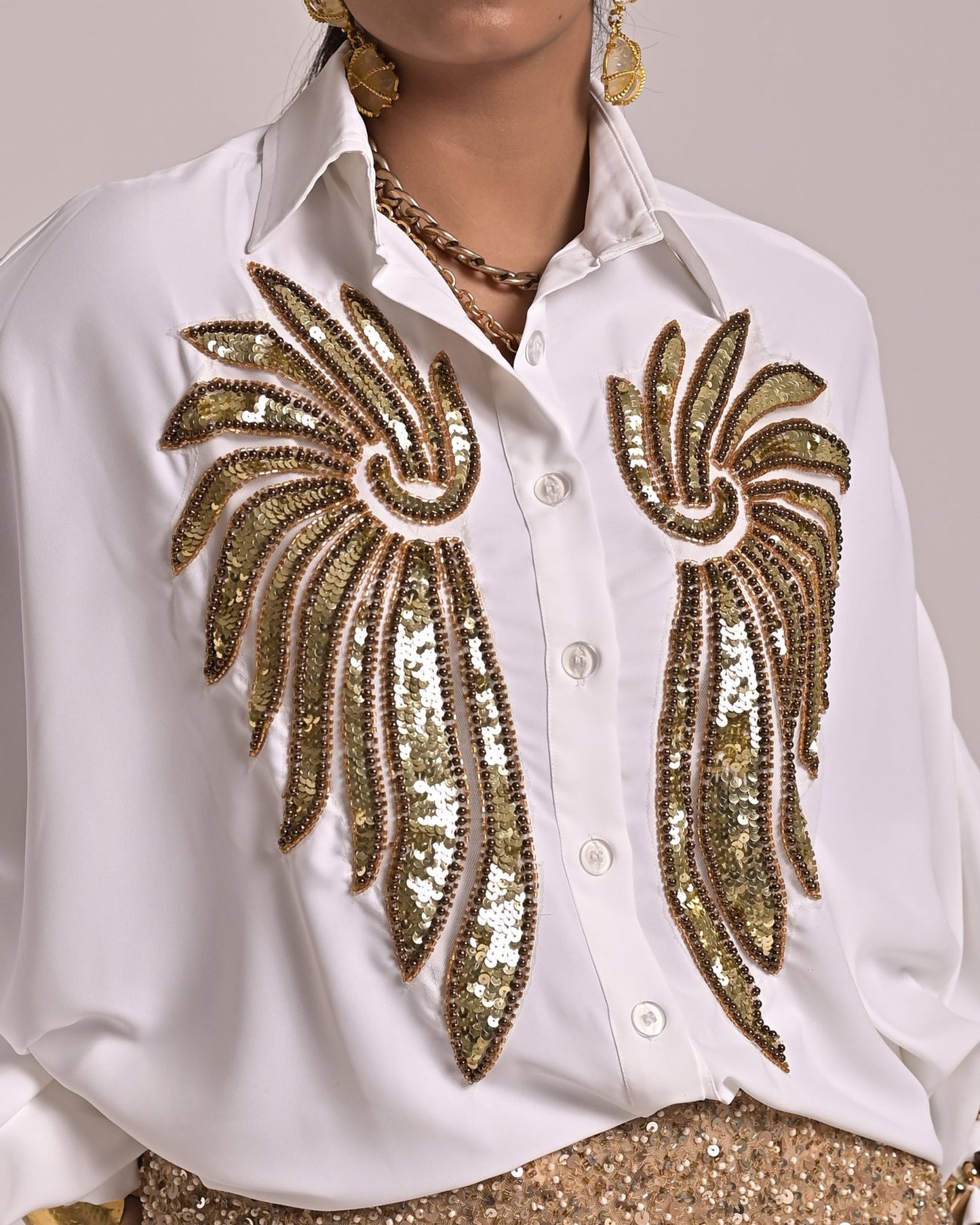 Wings White Embroidered Shirt