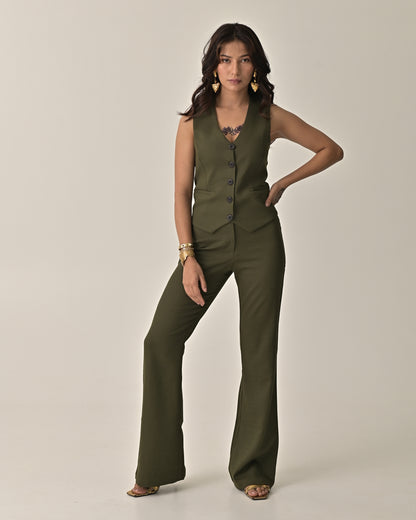 Abby Olive Green Waistcoat