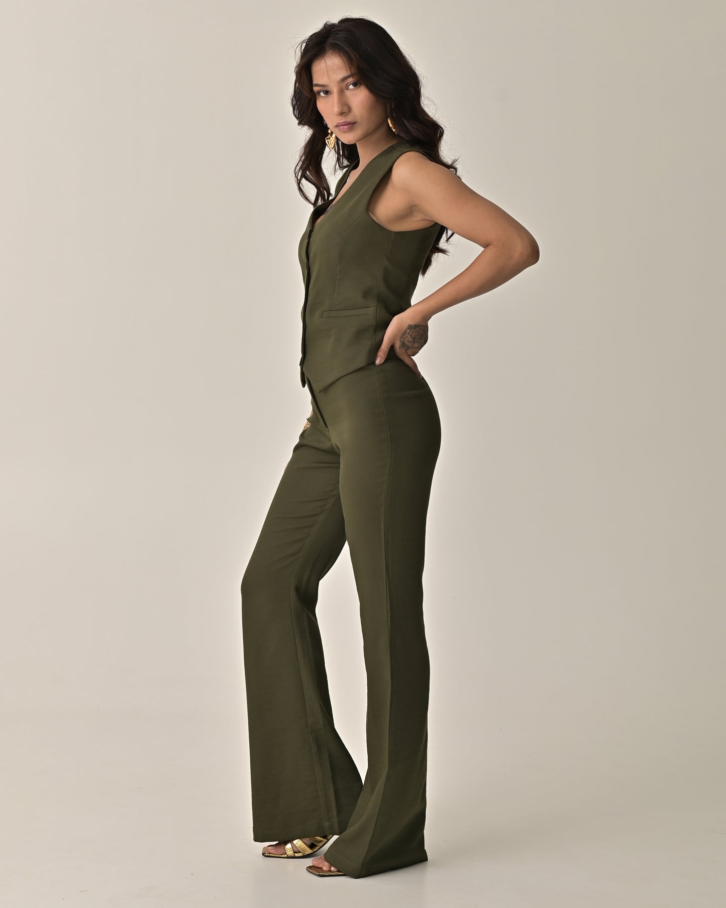 Abby Olive Green Formal Pant