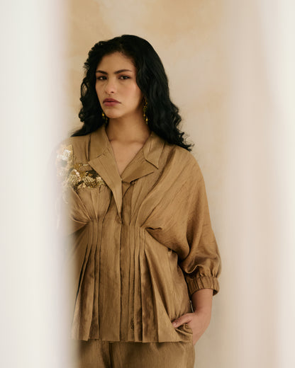 Seher Gold Embroided Top