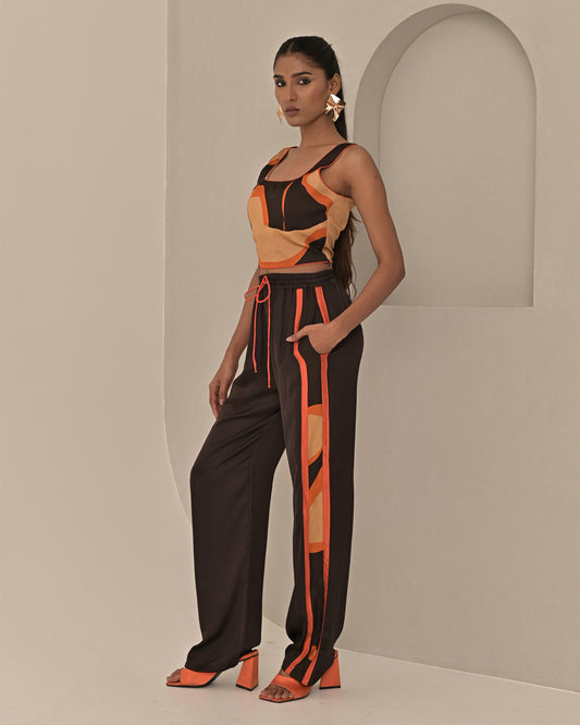 Orange Pop Crop Top and Pant Co-ord Set