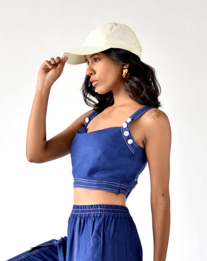 Taylor Blue Crop Top