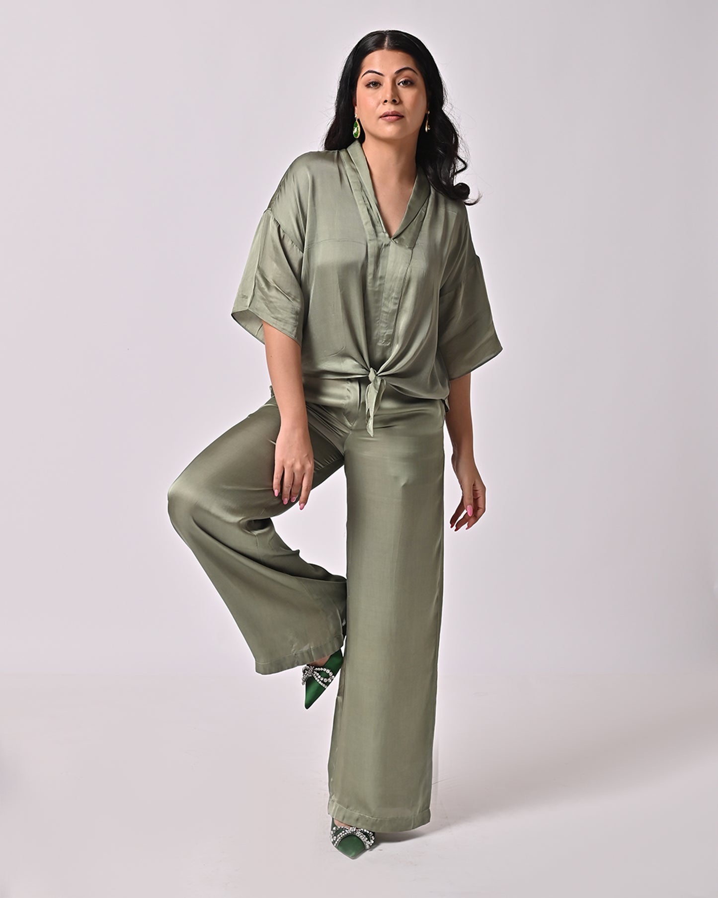 Victoria Green Straight Pants