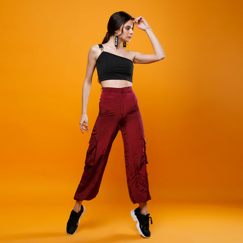 Burgundy Becca Cargo Pants