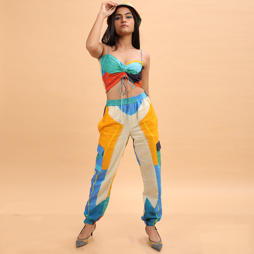 Yellow Cubist Pant - Abstract Print