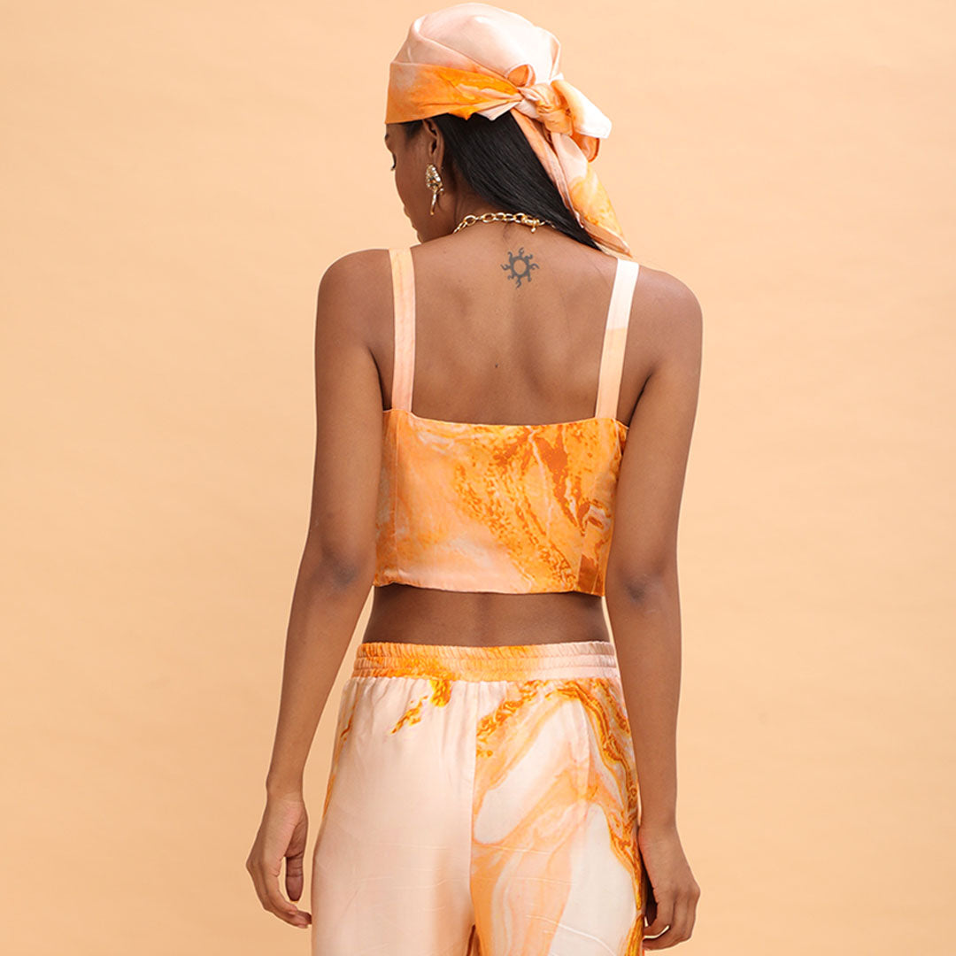 Orange Candy Crop Top - Abstract Print