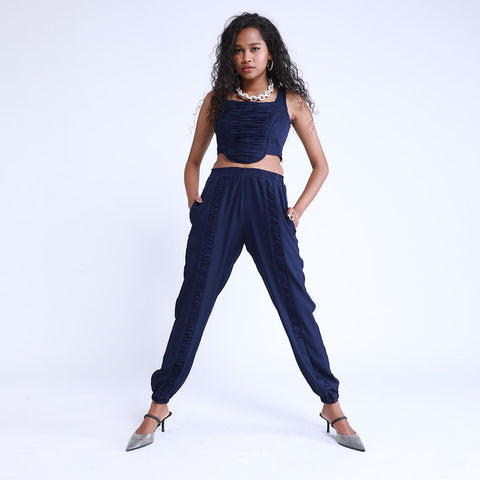 Navy Blue Maddy Ruched Joggers